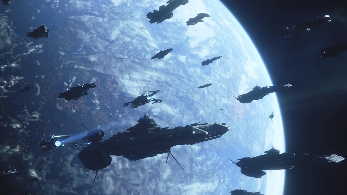 Un vaisseau Star Citizen en vol