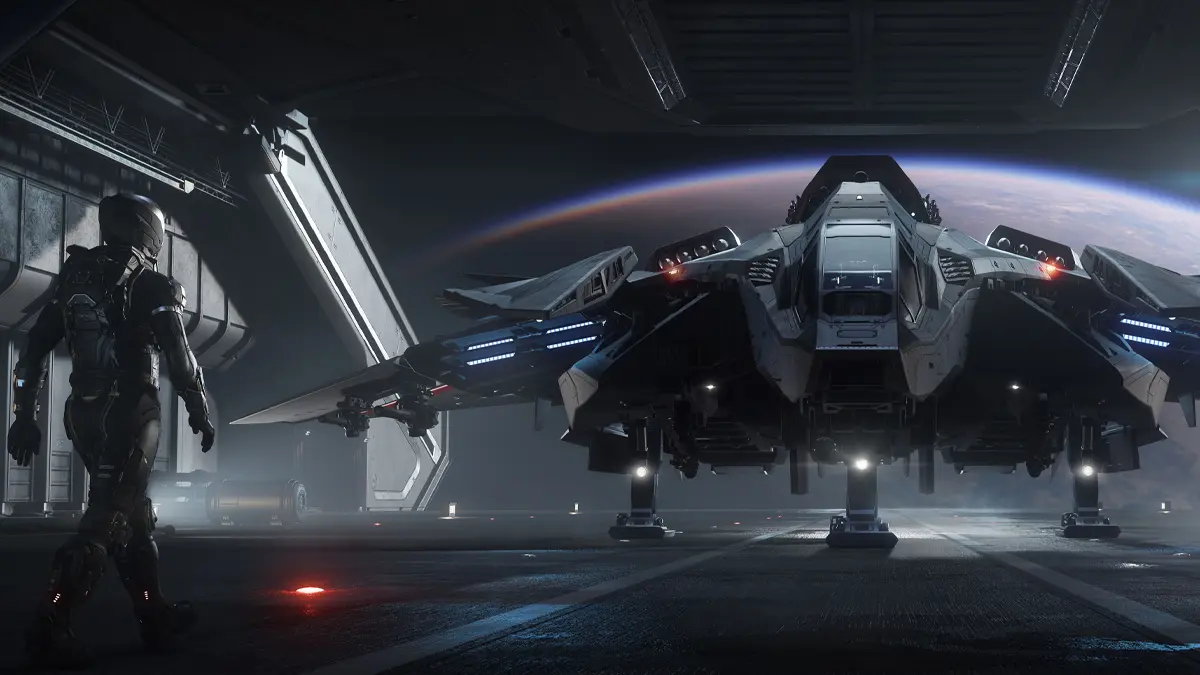 Un nouveau Citizen s'apprête à prendre les commandes de son nouveau vaisseau spatial, prêt à explorer l'univers de Star Citizen.