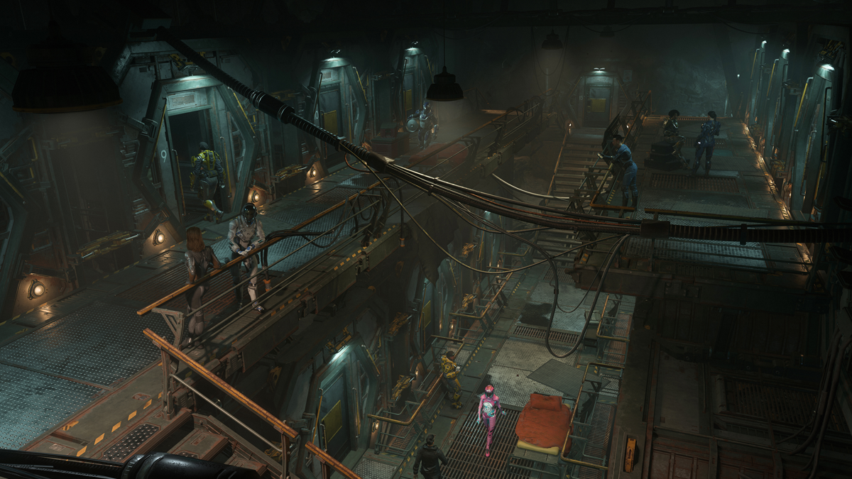 Des personnes circulent sur les passerelles des habitations de Levski
