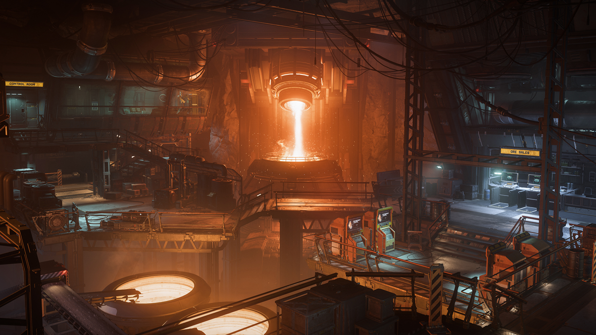 Intérieur d'une raffinerie sur Star Citizen